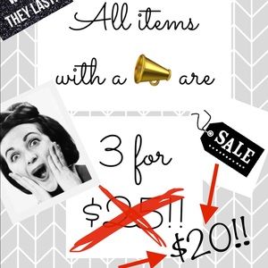 📣 3/$20 Sale!!
